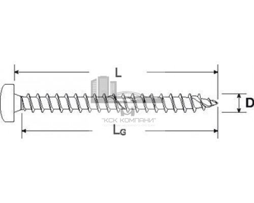 Шуруп полукруглый  FPF-PT A2F полная резьба шлиц TX, 6х60 мм